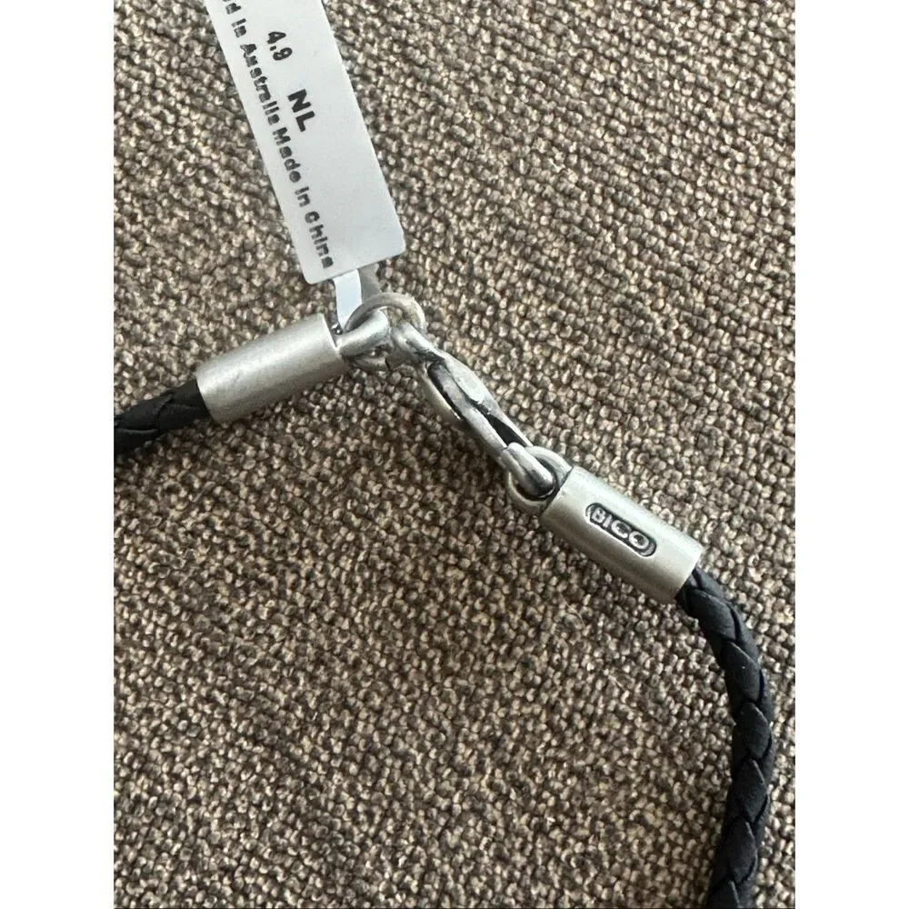BICO Australia NWT Black Braided Leather Cord Necklace 16”